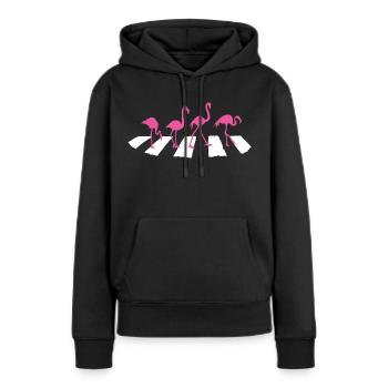 Rosa Flamingo lustiges Rosaflamingo Design - Frauen Premium Bio Hoodie - Schwarz - Vorne - Julia (174cm)