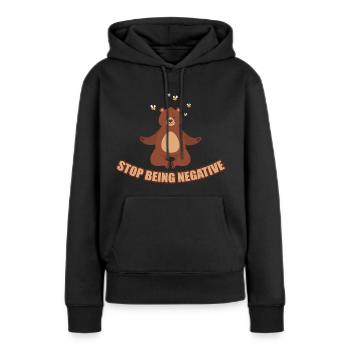 Bear ne pense pas négativement - Sweat à capuche Premium bio Femme - noir - Devant - Julia (174cm)