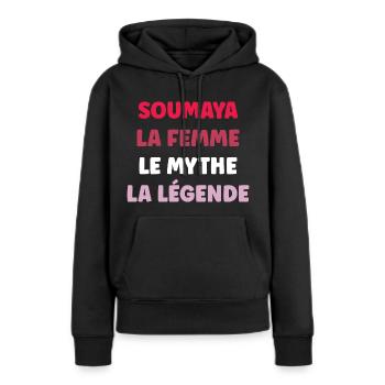 soumaya la femme le mythe la légende - Sweat à capuche Premium bio Femme - noir - Devant - Julia (174cm)