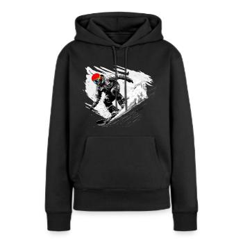 Snowboarder Abfahrt Piste - Frauen Premium Bio Hoodie - Schwarz - Vorne - Julia (174cm)