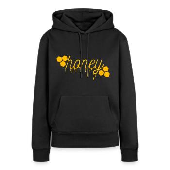 Honig Shirt ● fliessender Honig ● Geschenk - Frauen Premium Bio Hoodie - Schwarz - Vorne - Julia (174cm)