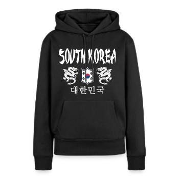 Corée du Sud - Sweat à capuche Premium bio Femme - noir - Devant - Julia (174cm)