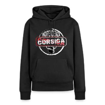 Corsica independance - Sweat à capuche Premium bio Femme - noir - Devant - Julia (174cm)
