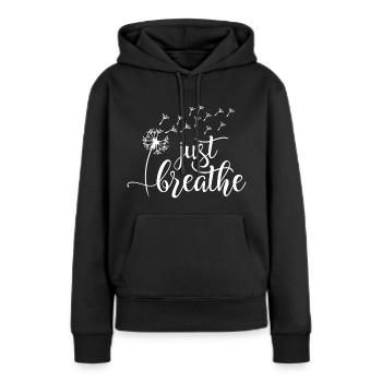 Respire juste - Sweat à capuche Premium bio Femme - noir - Devant - Julia (174cm)