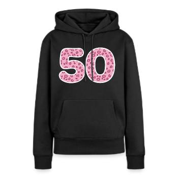 Cadeau d’anniversaire de 50 ans - Sweat à capuche Premium bio Femme - noir - Devant - Julia (174cm)