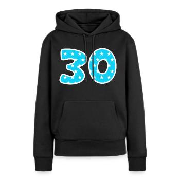 30 - Frauen Premium Bio Hoodie - Schwarz - Vorne - Julia (174cm)