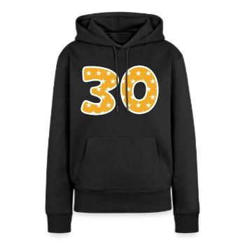 Numéro 30 - Sweat à capuche Premium bio Femme - noir - Devant - Julia (174cm)