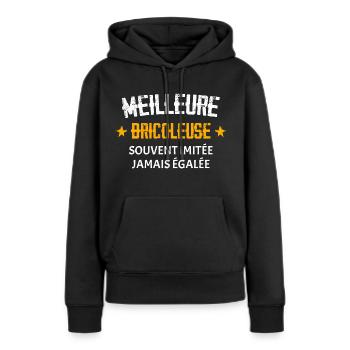 Femme Humour Bricolage fille meilleure bricoleuse - Sweat à capuche Premium bio Femme - noir - Devant - Julia (174cm)