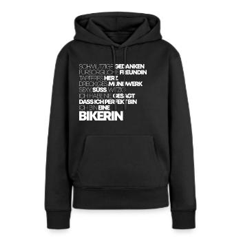 Schmutzige Gedanken, tapferes Herz, Bikerin - Frauen Premium Bio Hoodie - Schwarz - Vorne - Julia (174cm)