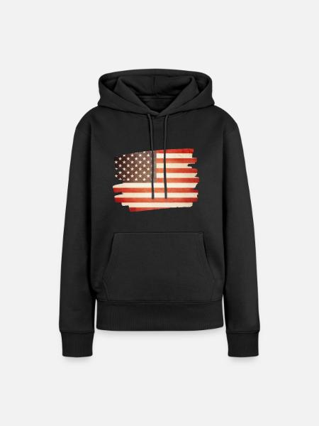 USA - Frauen Premium Bio Hoodie - Schwarz
