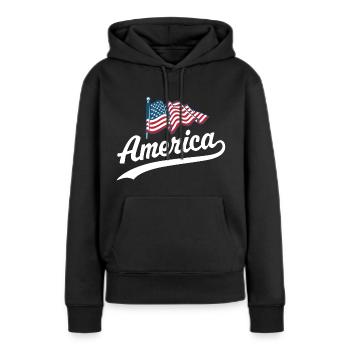 Amerika Flagge - Frauen Premium Bio Hoodie - Schwarz - Vorne - Julia (174cm)