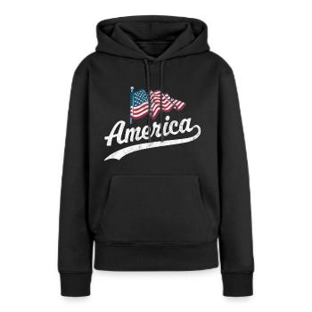 Amerika Flagge - Frauen Premium Bio Hoodie - Schwarz - Vorne - Julia (174cm)