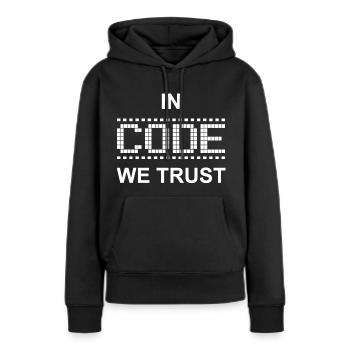 CODE - Sweat à capuche Premium bio Femme - noir - Devant - Julia (174cm)