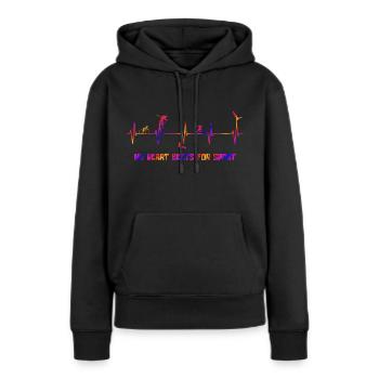 Rythme cardiaque - Sweat à capuche Premium bio Femme - noir - Devant - Julia (174cm)