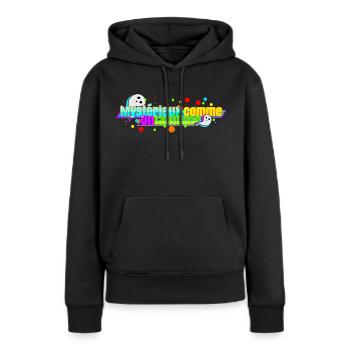 Mystérieux comme un fantôme - Sweat à capuche Premium bio Femme - noir - Devant - Julia (174cm)