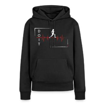Pulse - Coureur - Sweat à capuche Premium bio Femme - noir - Devant - Julia (174cm)