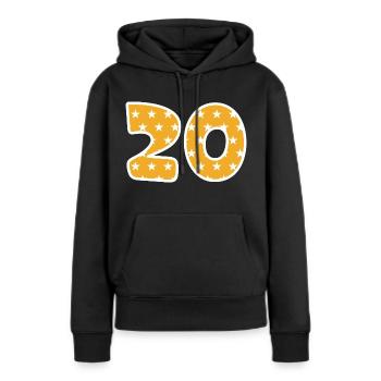 Numéro 20 - Sweat à capuche Premium bio Femme - noir - Devant - Julia (174cm)