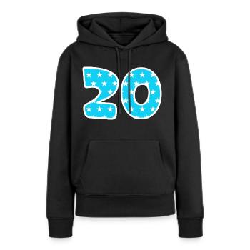 Numéro 20 - Sweat à capuche Premium bio Femme - noir - Devant - Julia (174cm)