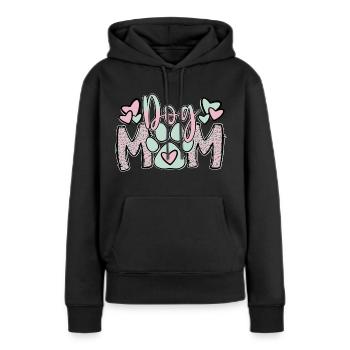 Maman chien - Sweat à capuche Premium bio Femme - noir - Devant - Julia (174cm)
