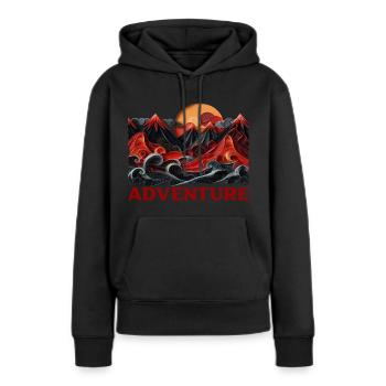 Aventure - Sweat à capuche Premium bio Femme - noir - Devant - Julia (174cm)