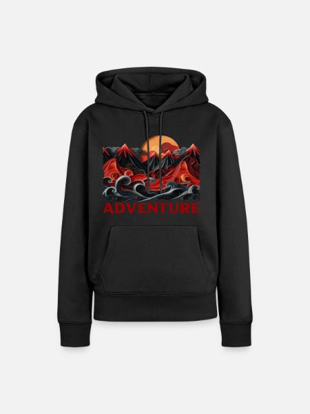 Adventure - Frauen Premium Bio Hoodie - Schwarz