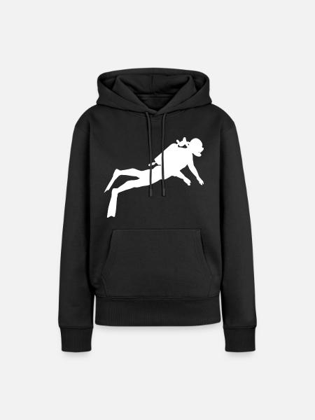 Taucher im Meer - Frauen Premium Bio Hoodie - Schwarz