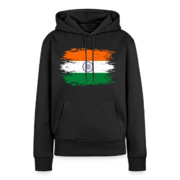 Indien Flagge used look - Frauen Premium Bio Hoodie - Schwarz - Vorne - Julia (174cm)