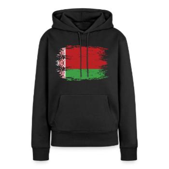 Belarus Flagge used look - Frauen Premium Bio Hoodie - Schwarz - Vorne - Julia (174cm)