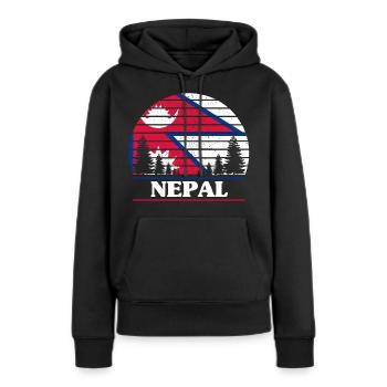 Nepal - Sweat à capuche Premium bio Femme - noir - Devant - Julia (174cm)