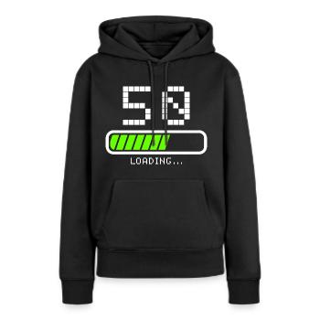Faisceau de chargement du 50e anniversaire - Sweat à capuche Premium bio Femme - noir - Devant - Julia (174cm)
