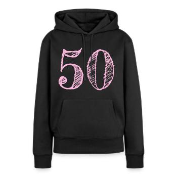 50 ans Numéro 50 anniversaire - Sweat à capuche Premium bio Femme - noir - Devant - Julia (174cm)