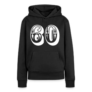 Numéro 60 ans d’anniversaire Félicitations - Sweat à capuche Premium bio Femme - noir - Devant - Julia (174cm)