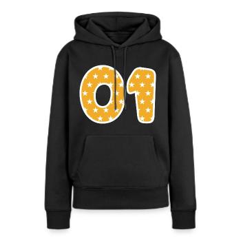 01 - Sweat à capuche Premium bio Femme - noir - Devant - Julia (174cm)