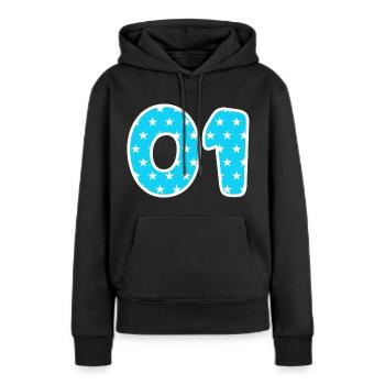Équipe - 01 - Sweat à capuche Premium bio Femme - noir - Devant - Julia (174cm)
