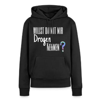 Willst du? - Frauen Premium Bio Hoodie - Schwarz - Vorne - Julia (174cm)