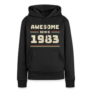 1983 Année de naissance Année de construction Idée cadeau - Sweat à capuche Premium bio Femme - noir - Devant - Julia (174cm)