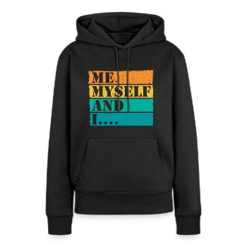 Moi moi-même et moi Retro Quote Statement - Sweat à capuche Premium bio Femme - noir - Devant - Julia (174cm)
