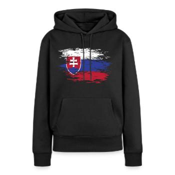 Slowakei Flagge used - Frauen Premium Bio Hoodie - Schwarz - Vorne - Julia (174cm)