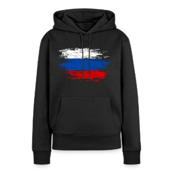 Russland Flagge used - Frauen Premium Bio Hoodie - Schwarz - Vorne - Julia (174cm)