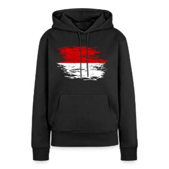 Indonesien Flagge used - Frauen Premium Bio Hoodie - Schwarz - Vorne - Julia (174cm)