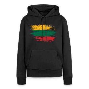 Litauen Flagge used - Frauen Premium Bio Hoodie - Schwarz - Vorne - Julia (174cm)
