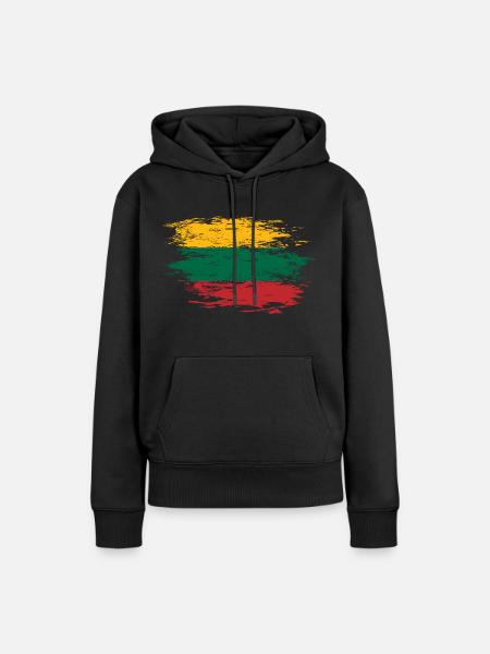 Litauen Flagge used - Frauen Premium Bio Hoodie - Schwarz