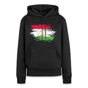 Tadschikistan Flagge used - Frauen Premium Bio Hoodie - Schwarz - Vorne - Julia (174cm)