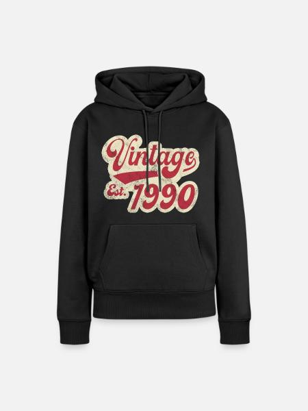 Jahrgang Est 1990 - Frauen Premium Bio Hoodie - Schwarz
