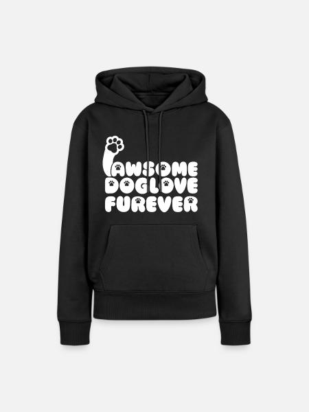 pawsome doglove furever - awesome dog love forever - Frauen Premium Bio Hoodie - Schwarz