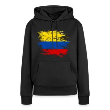 Kolumbien Flagge used - Frauen Premium Bio Hoodie - Schwarz - Vorne - Julia (174cm)