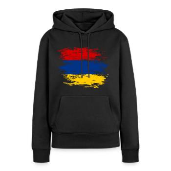 Armenien Flagge used - Frauen Premium Bio Hoodie - Schwarz - Vorne - Julia (174cm)