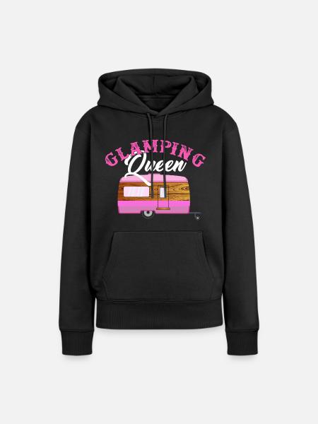 Glamping Queen - Camping Urlaub Königin Prinzessin - Dame Premium hoodie, økologisk bomuld - sort