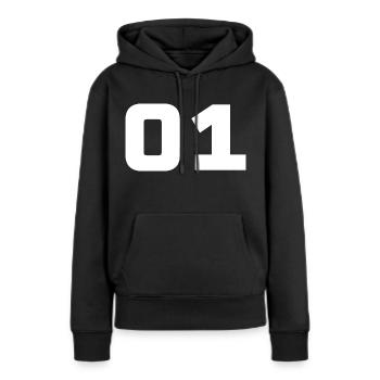 01 - Team - Team - Crew - Women’s Premium Organic Hoodie - black - Front - Julia (174cm)