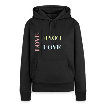 LOVE LOVE LOVE - Frauen Premium Bio Hoodie - Schwarz - Vorne - Julia (174cm)